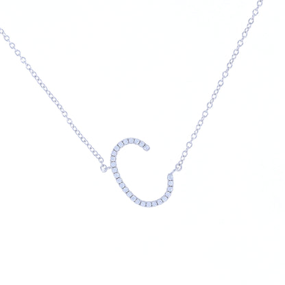 Personalized sideways letter C necklace in sterling silver