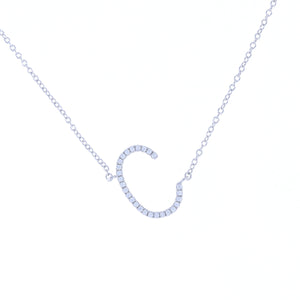 Personalized sideways letter C necklace in sterling silver
