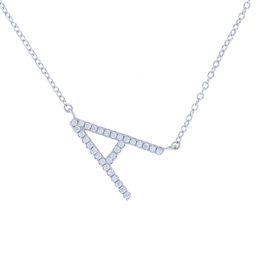 Sterling Silver & Cubic Zirconia Letter A initial Necklace |  Alexandra Marks Jewelry