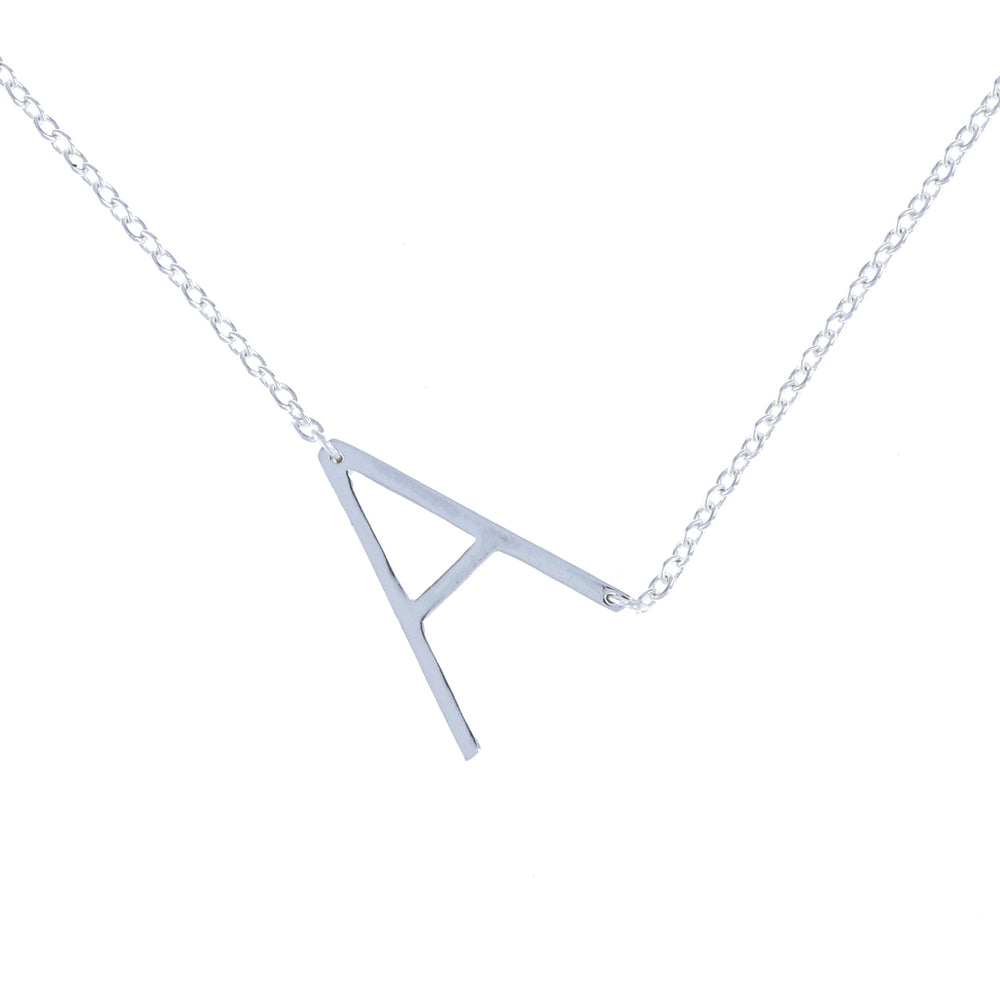 
            
                Load image into Gallery viewer, Sterling Silver Letter A initial necklace from Alexandra Marks Jewelry
            
        
