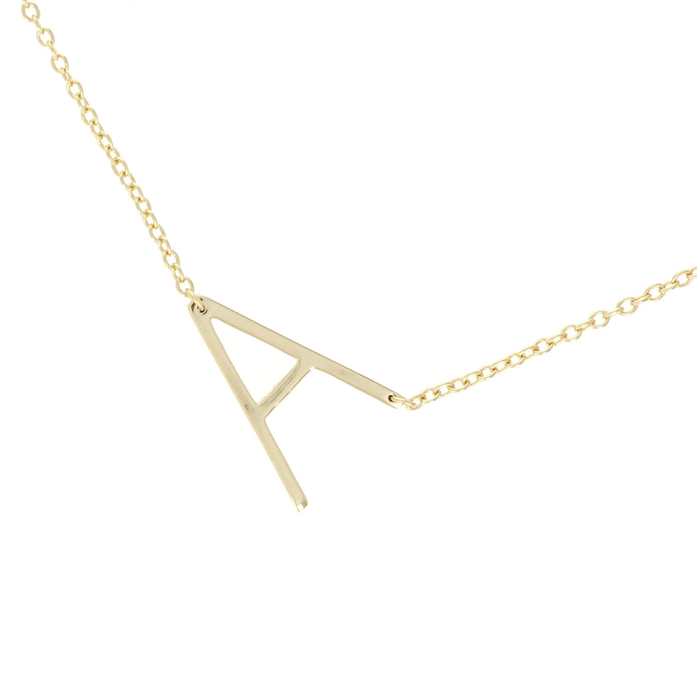 Simple letter a initial necklace in gold
