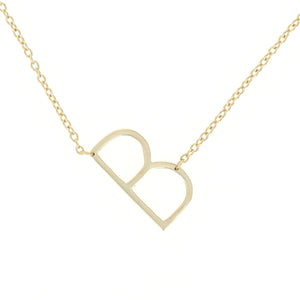 Alexandra Marks - simple sideways letter B initial necklace in gold