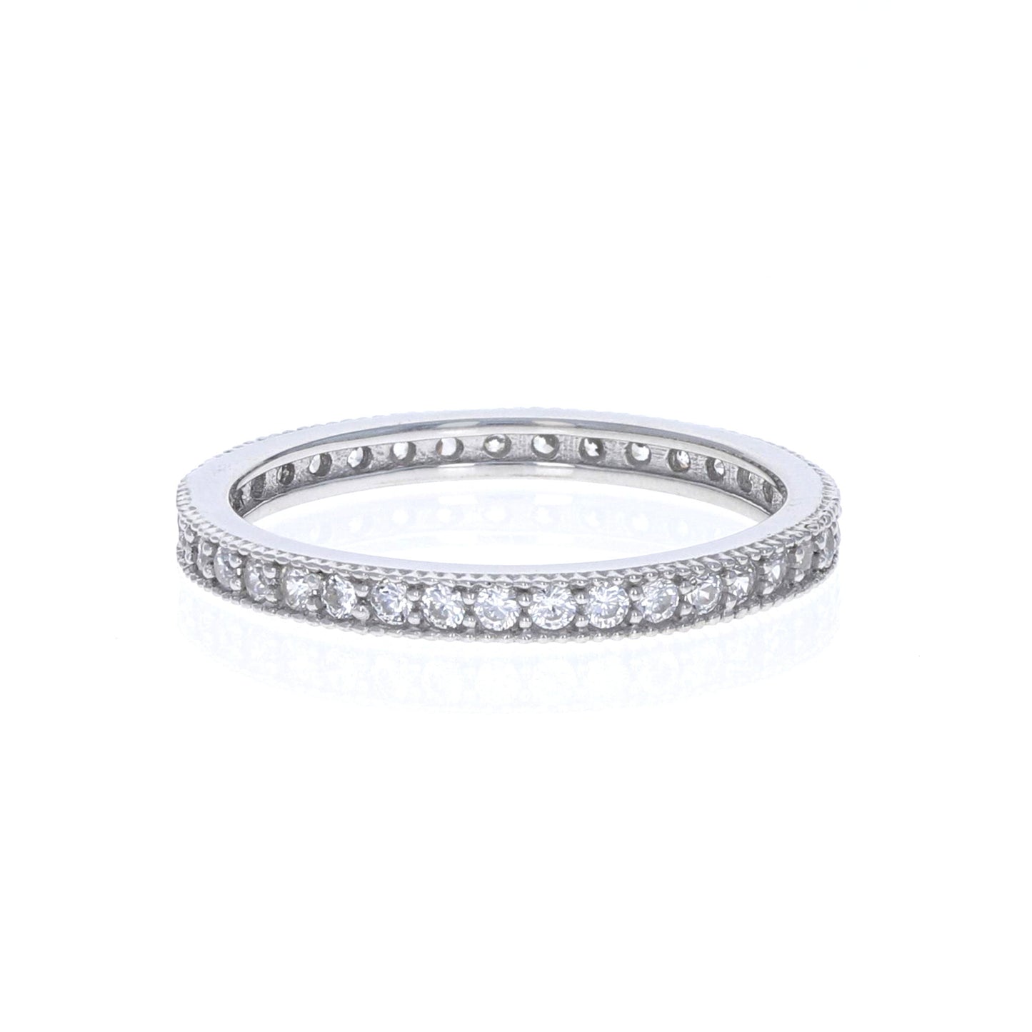 Pave' Thin Stacking Ring in Sterling Silver - Alexandra Marks Jewelry