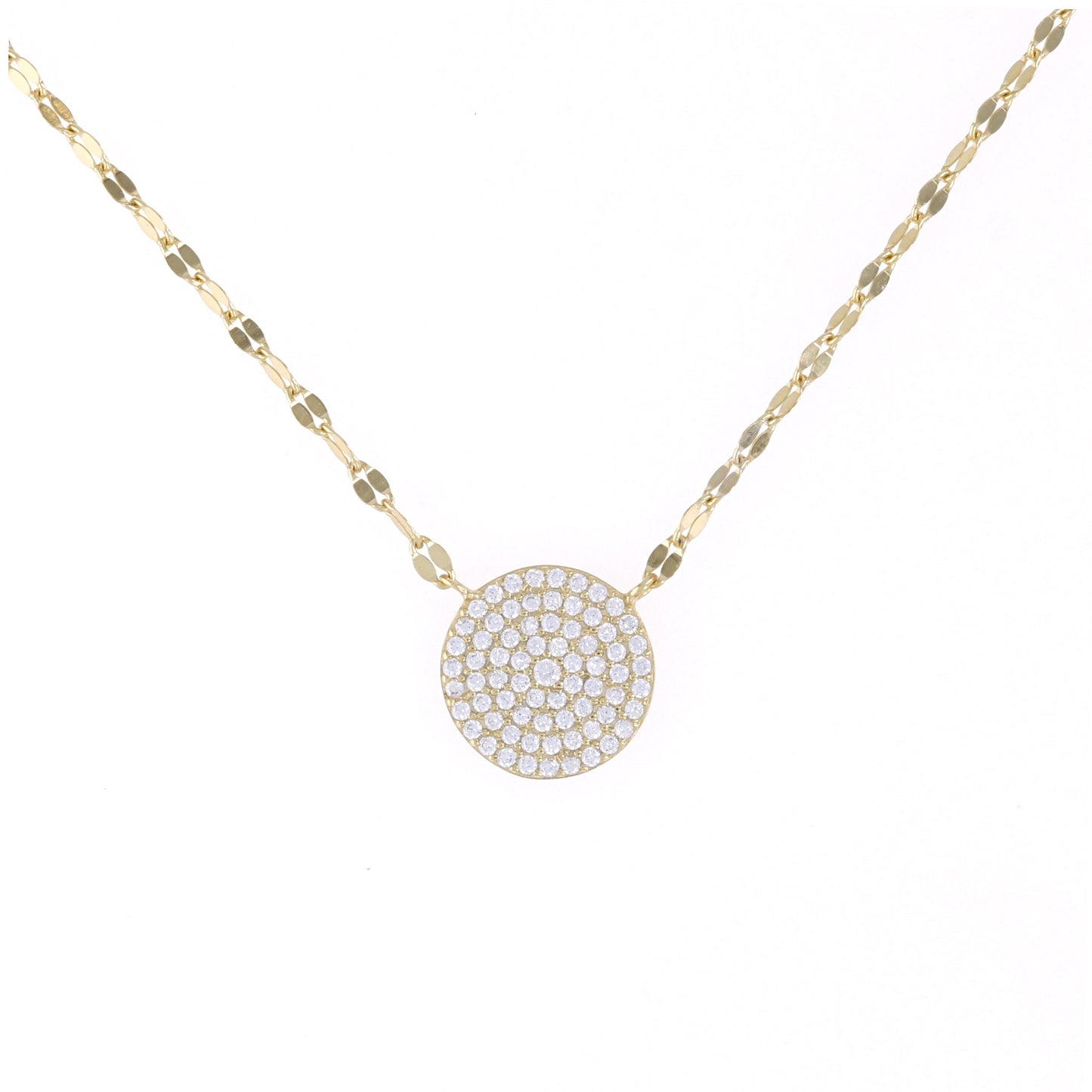 Gold Disco CZ Disc Necklace - Alexandra Marks Jewelry