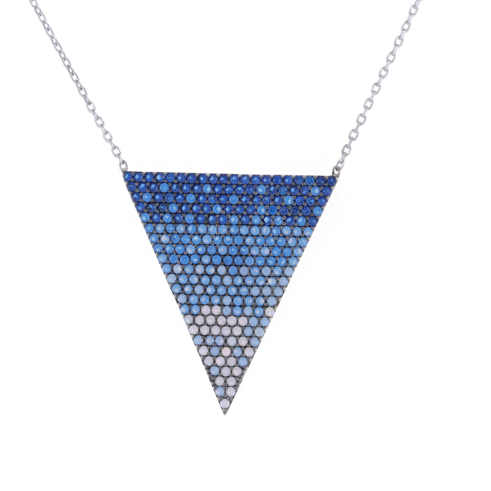 
            
                Load image into Gallery viewer, Alexandra Marks | Blue Ombre&amp;#39; Cz Pointed Triangle Necklace
            
        