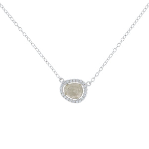 Labradorite gemstone necklace with cz halo in sterling silver