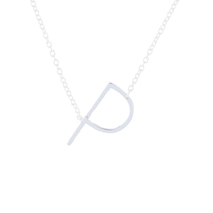 Medium Sterling Silver Capitial Letter P Initial Necklace