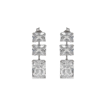Graduated Cushion Cut CZ Bridal Drop Earrings | Alexandra Marks Jewelry