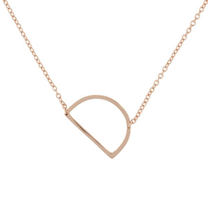 Letter D initial necklace, rose gold, 18"