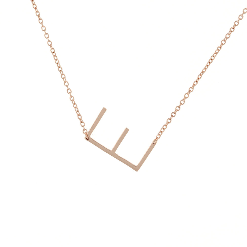 
            
                Load image into Gallery viewer, rose gold letter E initial necklace, 18in
            
        