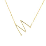 Sideways letter M initial necklace in gold - Alexandra Marks Jewelry