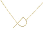 Gold Sideways Plain Letter P Initial Necklace
