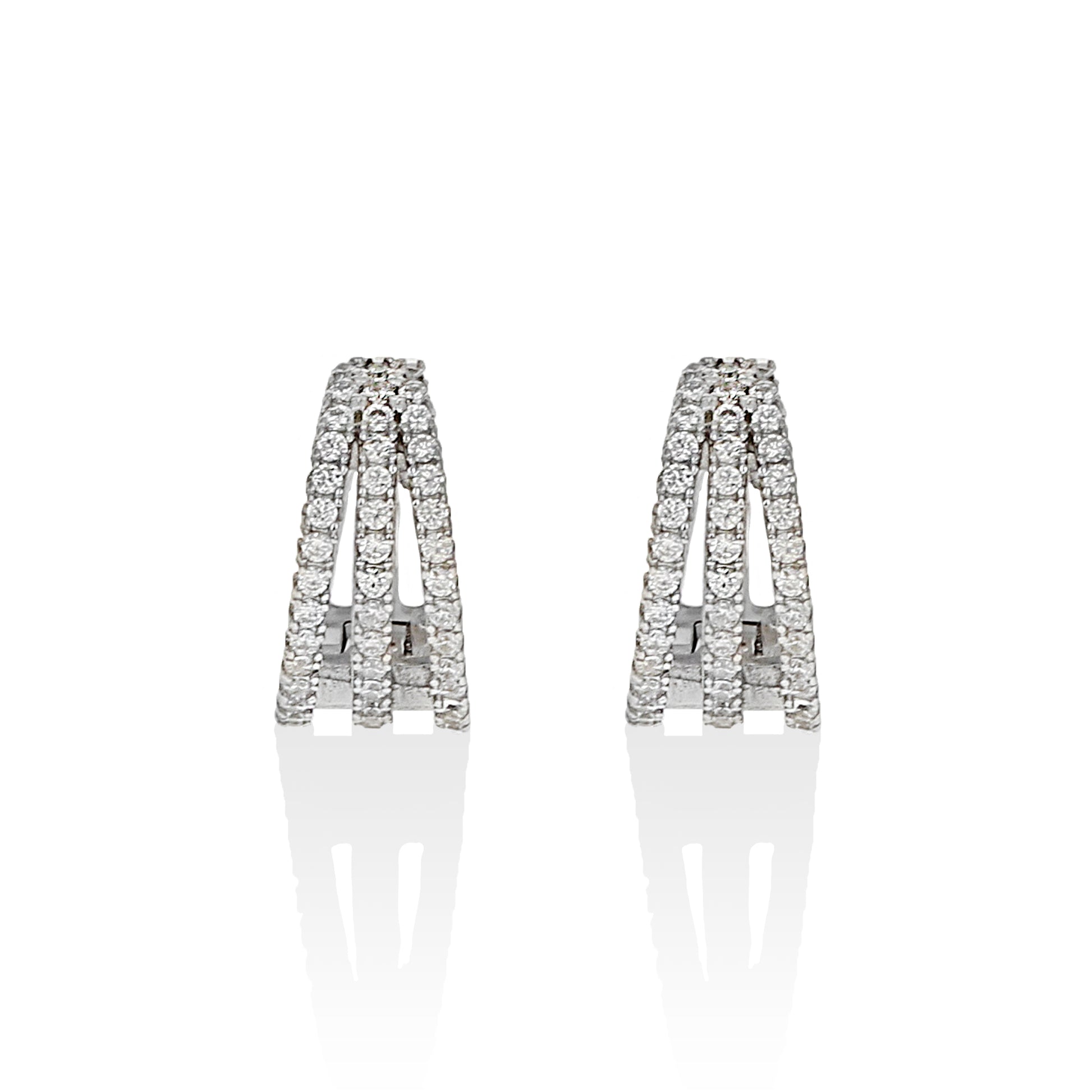 Silver Cz 3 Row Huggie Hoop Earrings - Alexandra Marks Jewelry