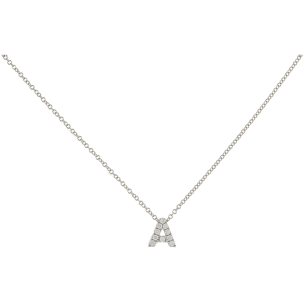 
            
                Load image into Gallery viewer, Alexandra Marks | Diamond Letter A Necklace in 14kt white gold
            
        