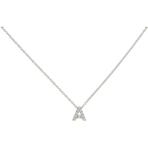 
            
                Load image into Gallery viewer, Alexandra Marks | Diamond Letter A Initial Necklace 14kt White Gold
            
        