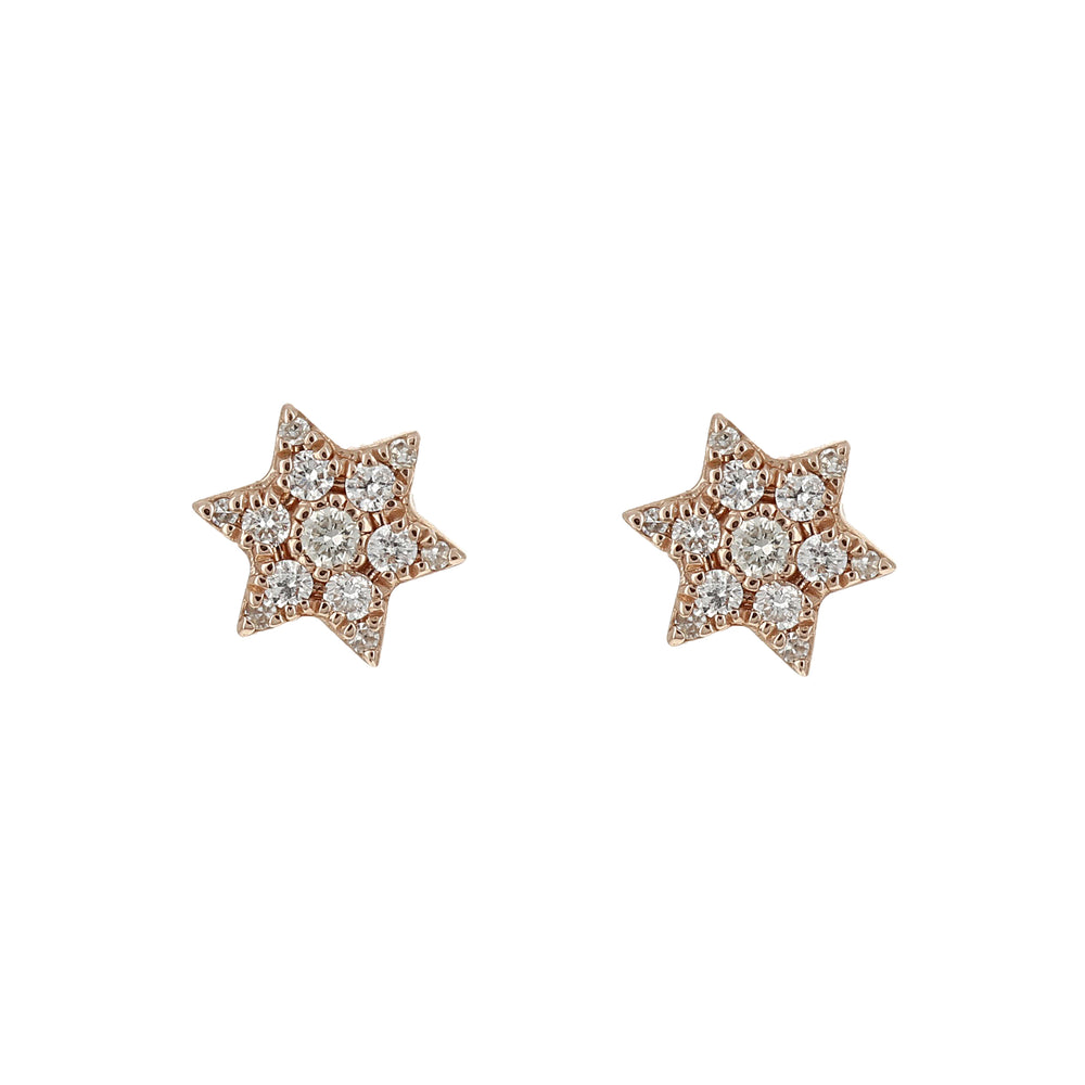 Alexandra Marks | Petite Pave' Diamond Star Stud Earrings in 14kt rose gold