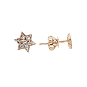 Tiny Diamond Star Stud Earrings in 14kt Rose Gold - Alexandra Marks Jewelry