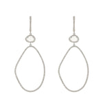 Free Form diamond Teardrop & White Topaz  statement earrings in 14kt white gold