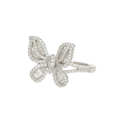 Butterfly Statement Ring featuring cubic zirconia stones set in sterling silver