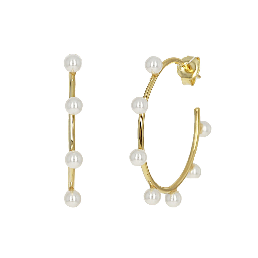 Alexandra Marks | White Pearl Dotted Gold Hoop Earrings