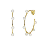 Alexandra Marks | White Pearl Dotted Gold Hoop Earrings