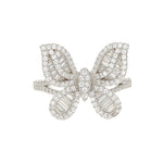 Baguette Butterfly Ring with Cubic Zirconia Stones in Sterling Silver