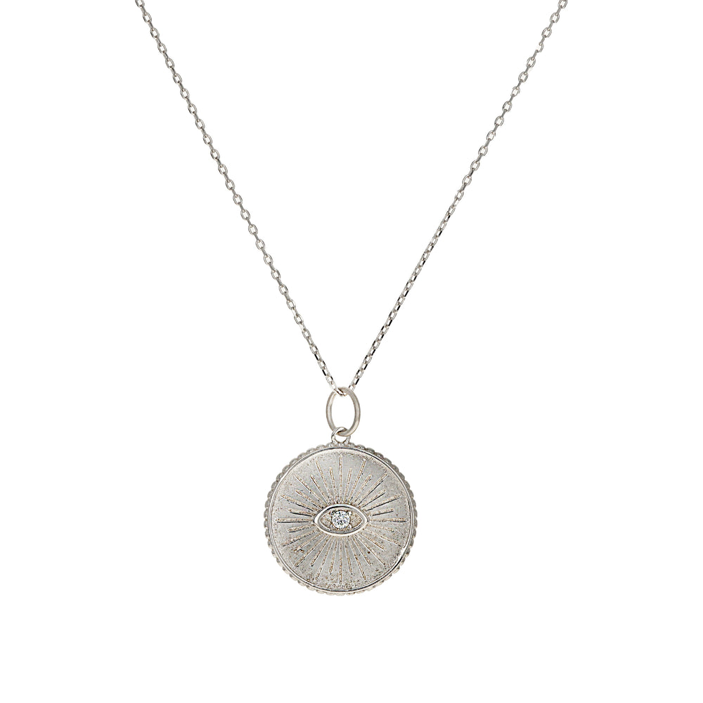 Sterling Silver Evil Eye Coin Charm Necklace from Alexandra Marks Jewelry