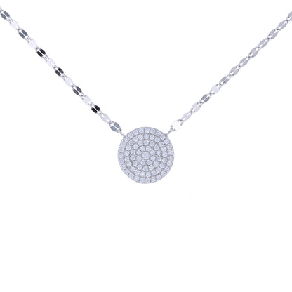Pave' CZ circle necklace on a diamond cut silver chain - Alexandra Marks Jewelry