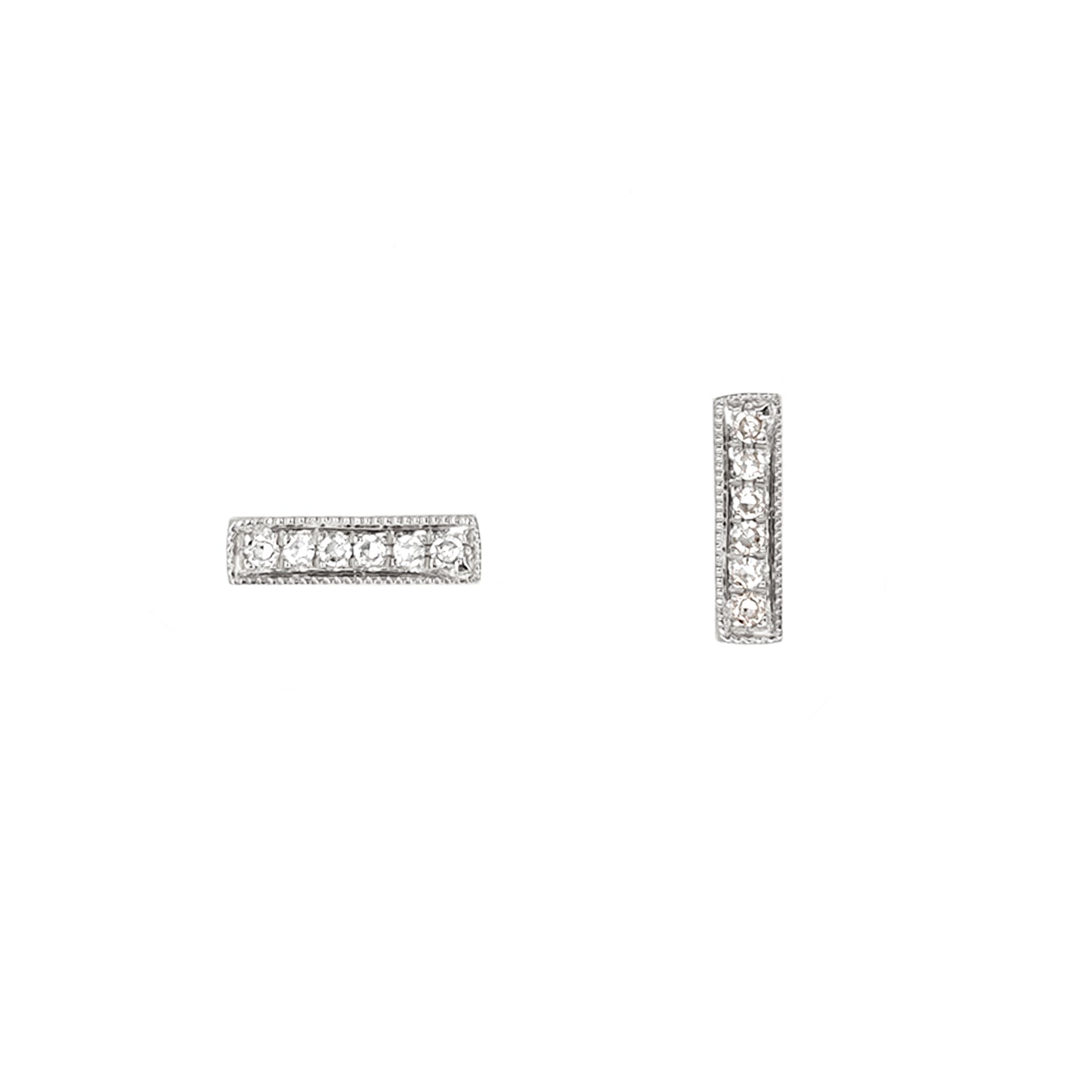 14k White Gold Diamond Bar Stud Earrings - Alexandra Marks Jewelry