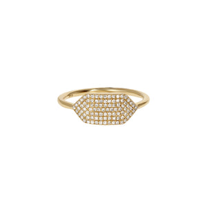 Pave' Diamond Signet Ring in 14kt Yellow Gold