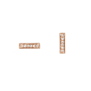 Diamond Rose Bar Stud Earrings