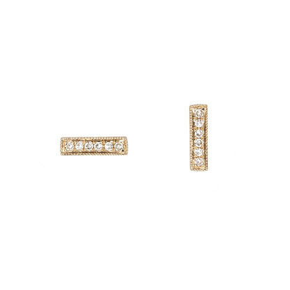 Alexandra Marks - Dainty Diamond Bar Stud Earrings in 14kt Gold