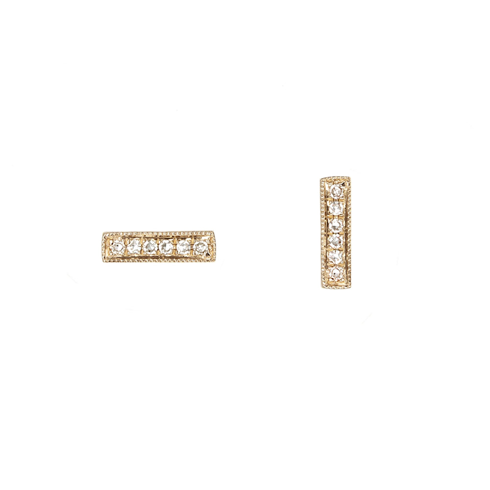 
            
                Load image into Gallery viewer, Alexandra Marks - Dainty Diamond Bar Stud Earrings in 14kt Gold
            
        