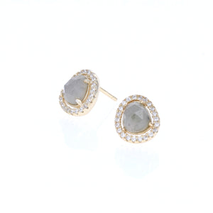 Alexandra Marks | Free Form Labradorite Gemstone Stud Earrings in Gold