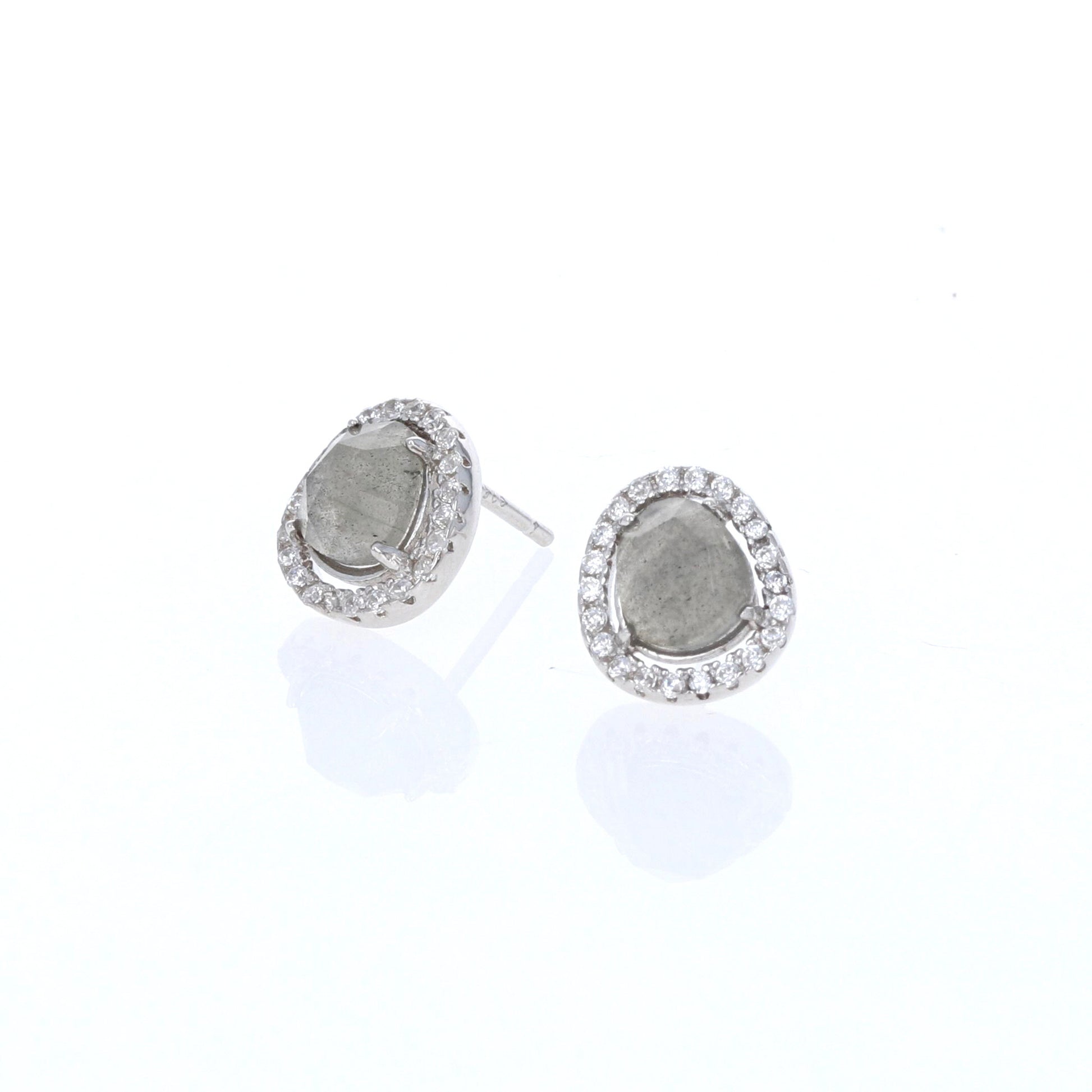Alexandra Marks | Free Form Labradorite Gemstone Stud Earrings in Sterling Silver