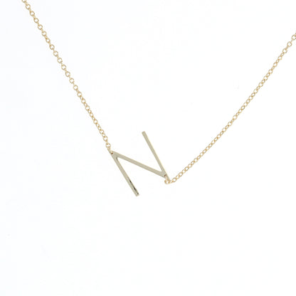 Sideways Letter N Initial Necklace in gold from Alexandra Marks Jewelry