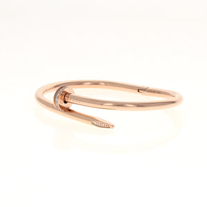 Rose Gold & CZ Hinged Nail Bangle Bracelet