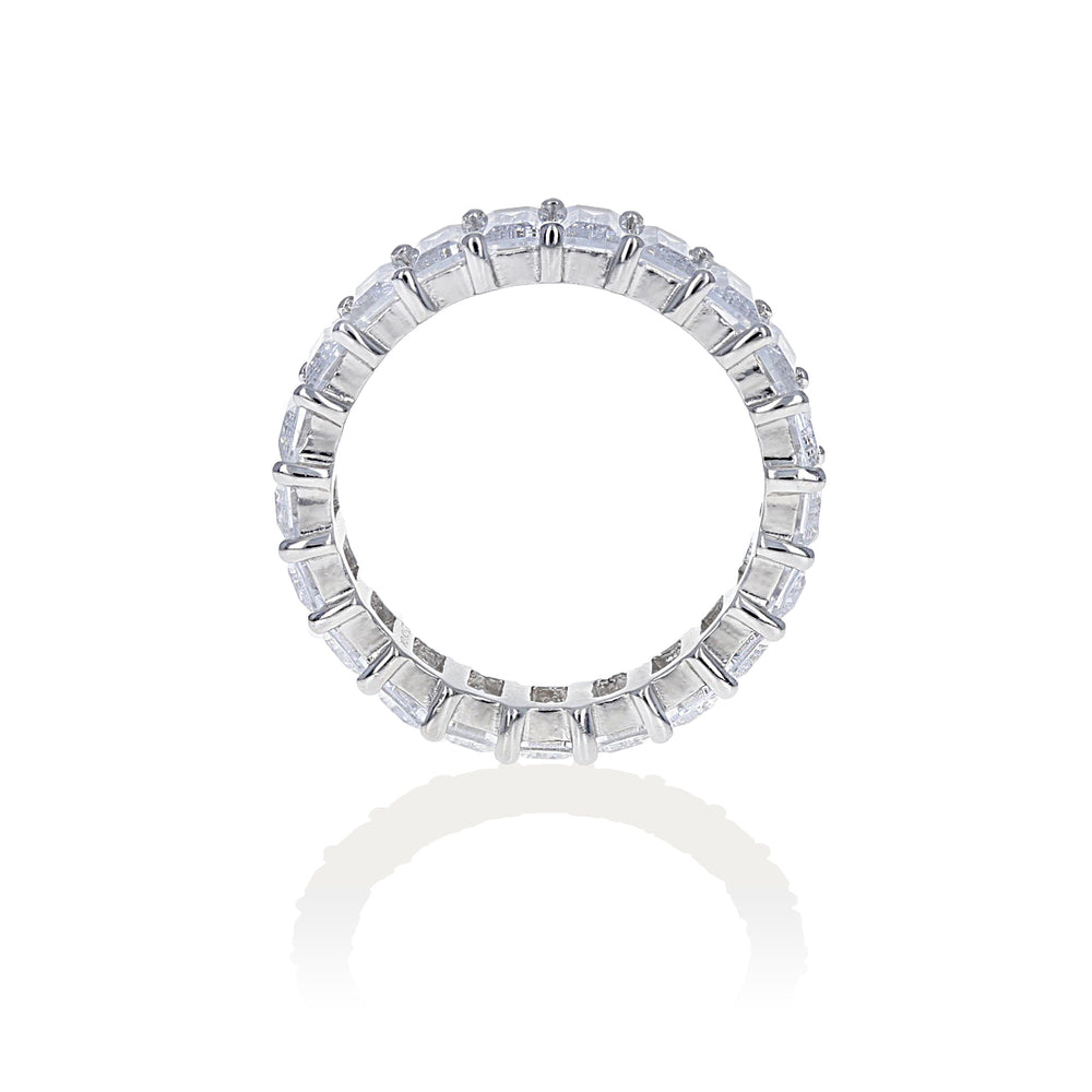 
            
                Load image into Gallery viewer, Set in sterling silver, this classic eternity band looks like a diamond ring - Alexandra Marks Jewelry
            
        