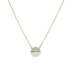 Alexandra Marks | Half Pave' CZ Circle Disc Necklace in Gold