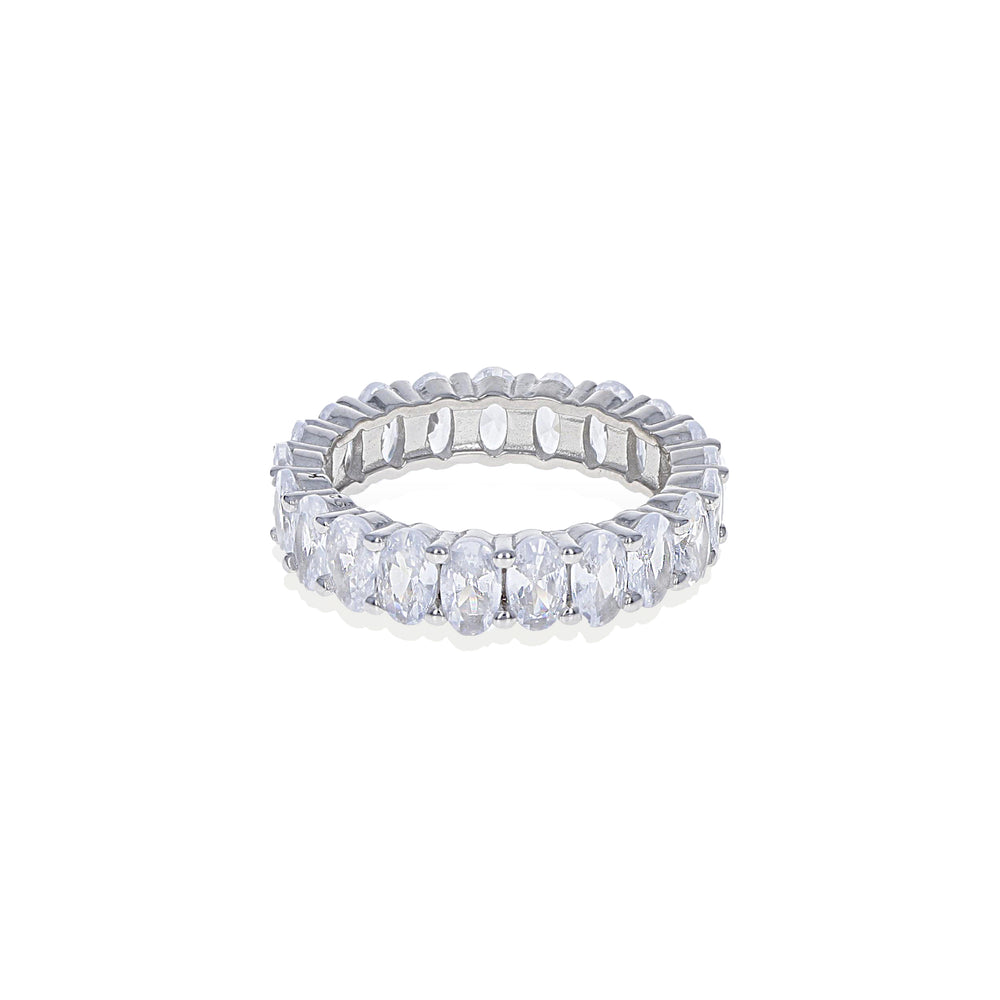 
            
                Load image into Gallery viewer, Oval CZ Classic Eternity Band in Silver - Alexandra Marks Jewelry
            
        
