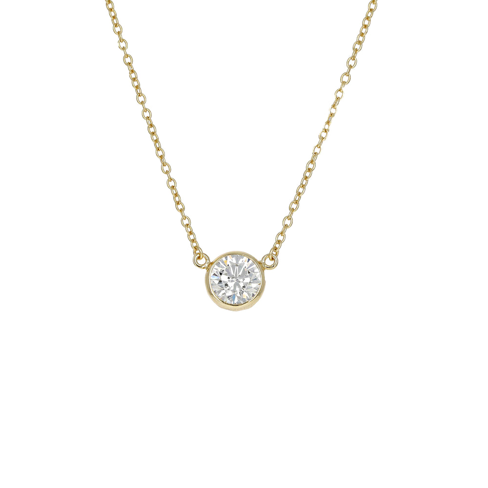 
            
                Load image into Gallery viewer, Round Brilliant CZ Solitaire Necklace in Gold | Alexandra Marks Jewelry
            
        