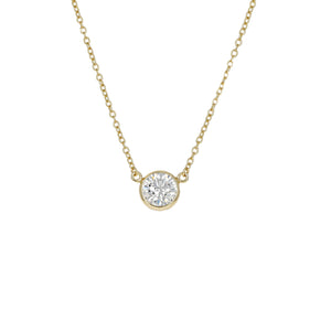Round Brilliant CZ Solitaire Necklace in Gold | Alexandra Marks Jewelry