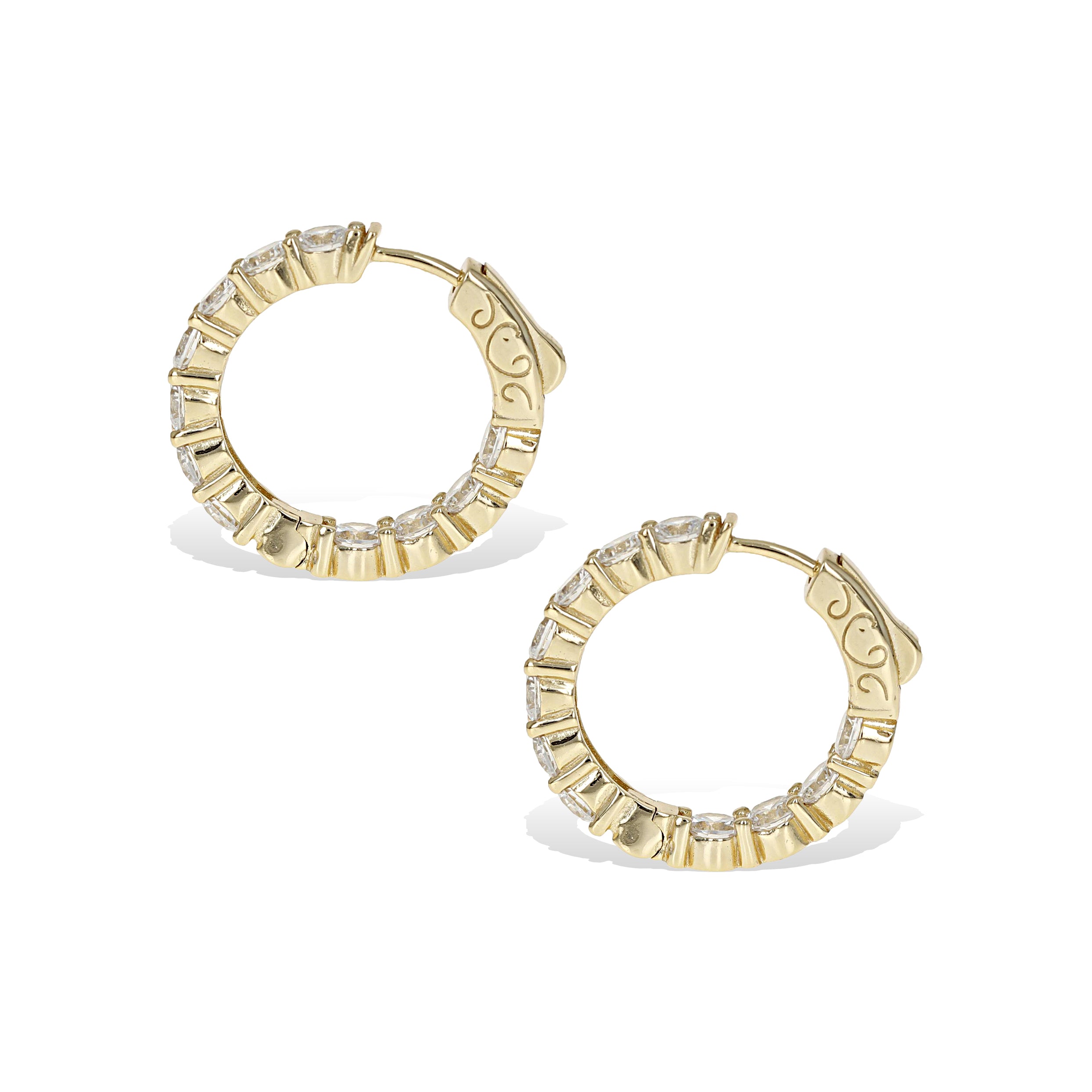 Gold shops diamonique inside out cz classic hoop earrings