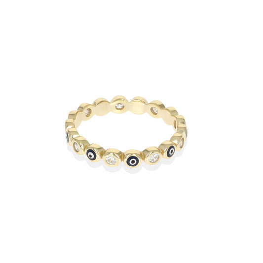 Alexandra Marks | Blue Evil Eye Eternity Band Ring in Gold