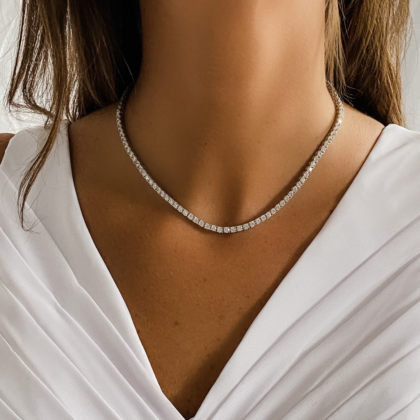 Wearing Alexandra Marks Classic CZ Tennis Necklace