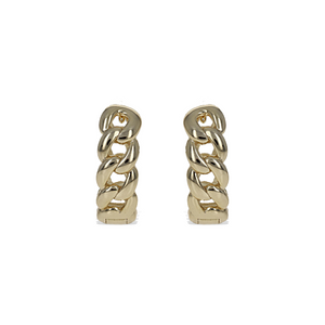 front view of our modern gold chain link hoop earrings