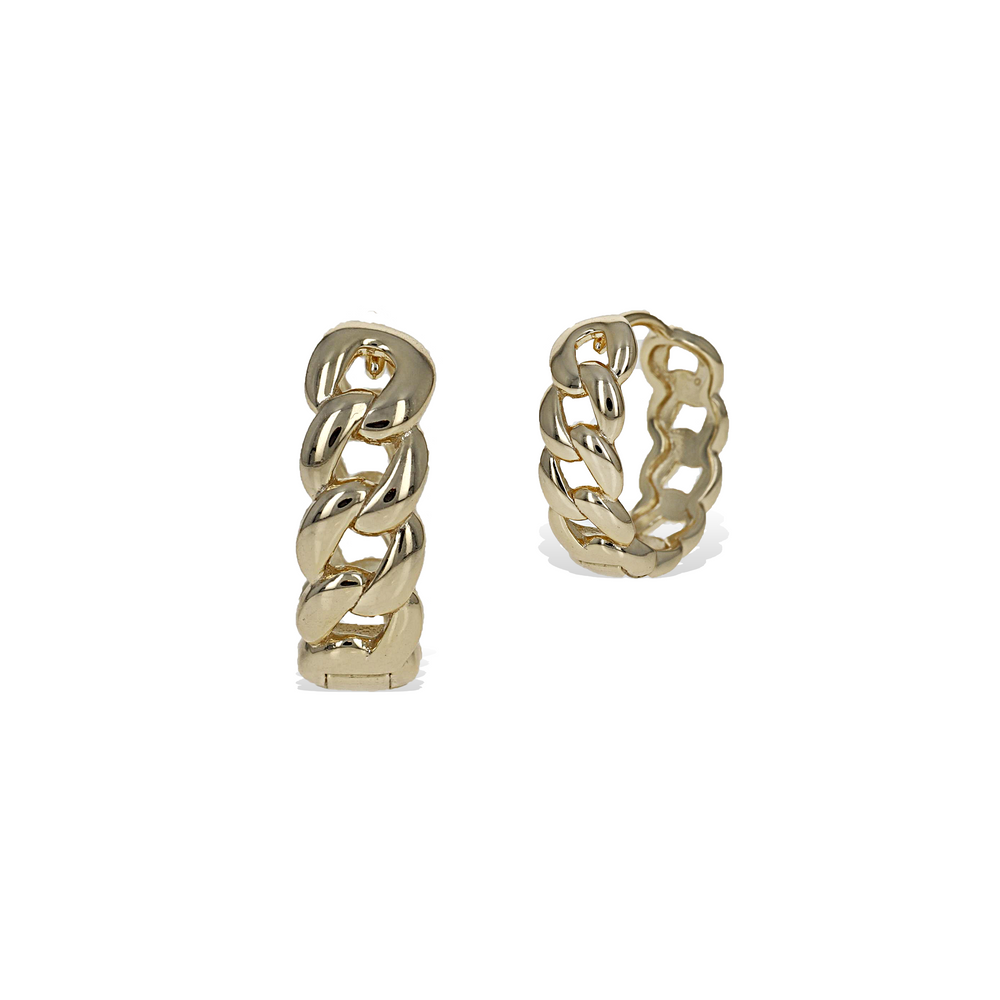 Medium plain gold open chain link hoop earrings