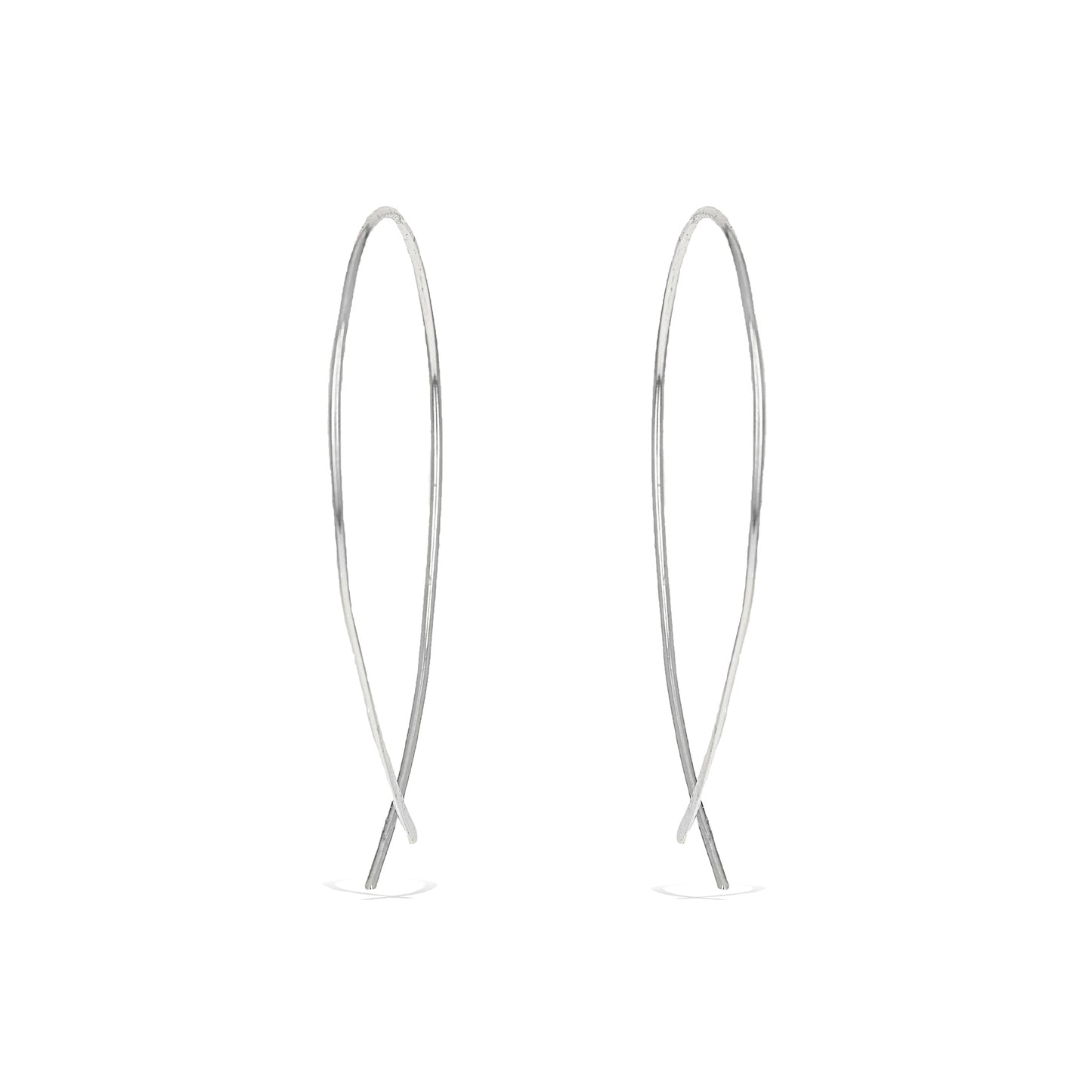 Thin Sterling Silver Criss Cross Threader Hoop Earrings 