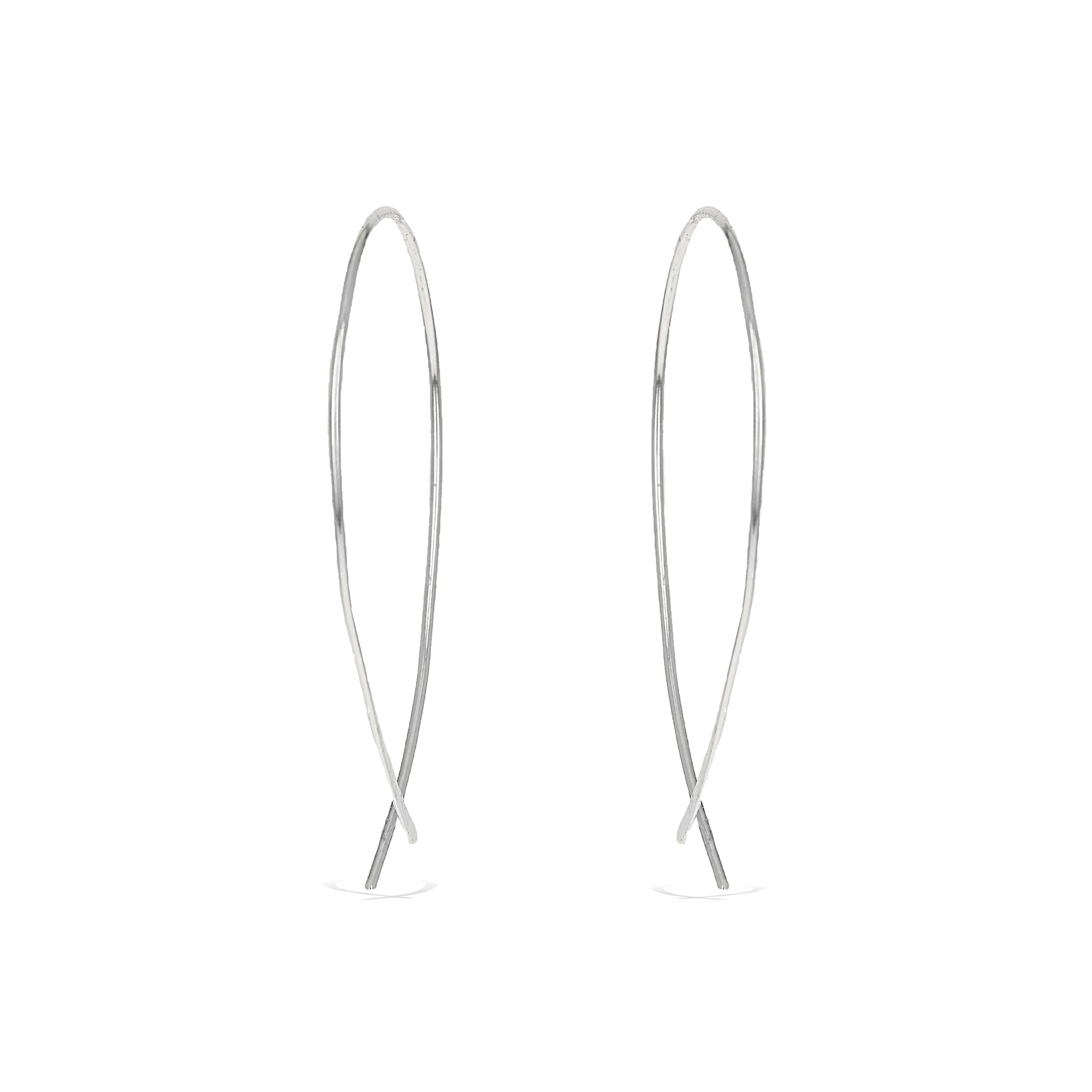 Thin Sterling Silver Criss Cross Threader Hoop Earrings 