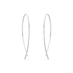 
            
                Load image into Gallery viewer, Thin Sterling Silver Criss Cross Threader Hoop Earrings 
            
        